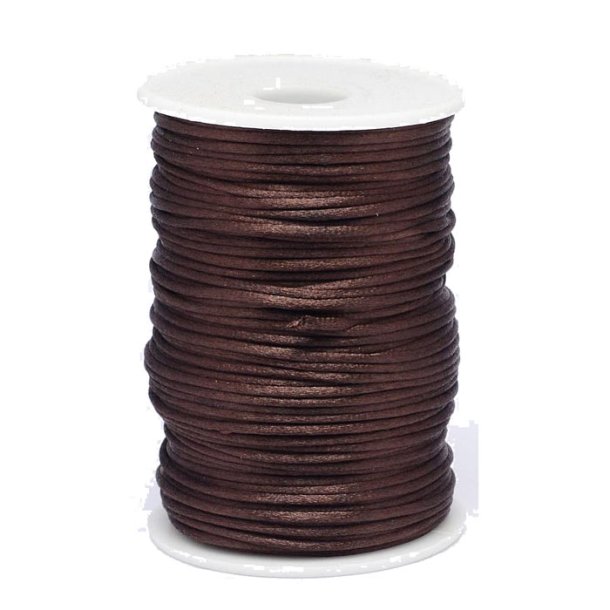 Satin cord, complete reel, round, dark brown, 2-2.5mm, 90m