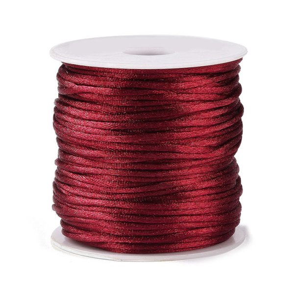 Satin cord, whole roll, round burgundy, 1.5 mm, 45 m