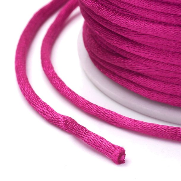 Satin cord, full spool, round, magenta, thickness about 2-2.5mm, 2m