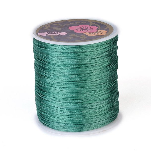 Satin cord on spool, round, dark turquoise, 2-2,5mm, 70m