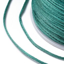 Satinschnur, ganze Spule, rund, Dunkel t&uuml;rkis, 2-2,5 mm, 70 m