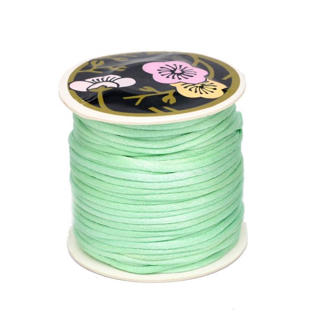 Satin cord on spool, round, pale green, thickness 2-2,5mm, 70m