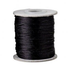 Satin cord on spool, grey, thin round and soft, ca. 1mm, 70m
