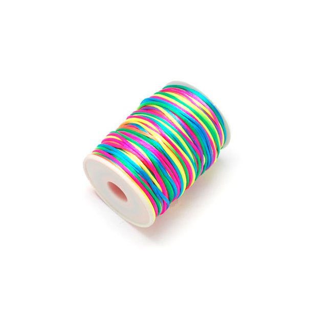 Satin cord round, rainbow, approx. 2-2,5mm, 85m (complete reel)