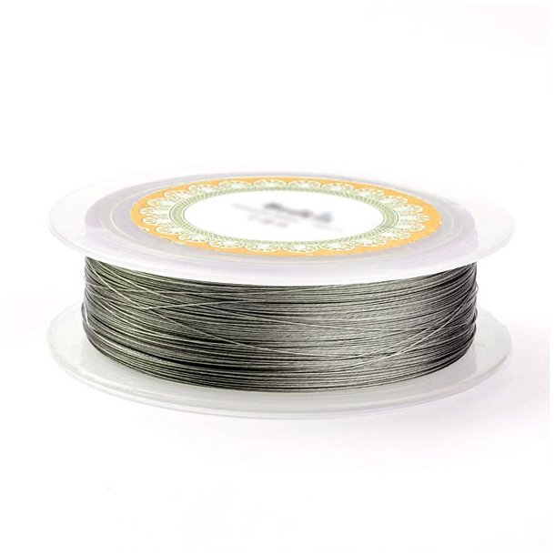 Tigertail, extra thin beading wire on spool, metallic, 0,25mm, 150m