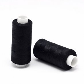 Plain sewing thread on spool, polyester, thickness 0.2 mm, black, 360 meters, 1pc