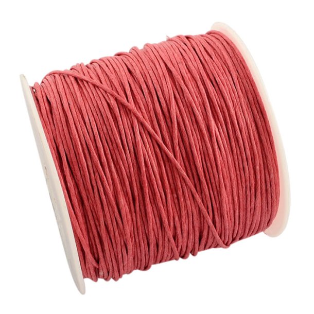 Waxed cord, coral red, thickness 1,2 mm, 2 m