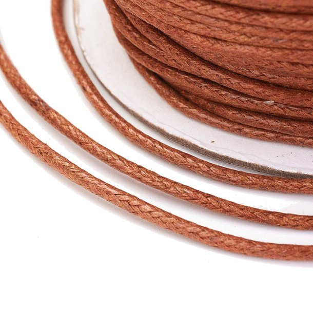 Waxed cotton cord, Sienna brown, thickness 1.5mm, 2 m