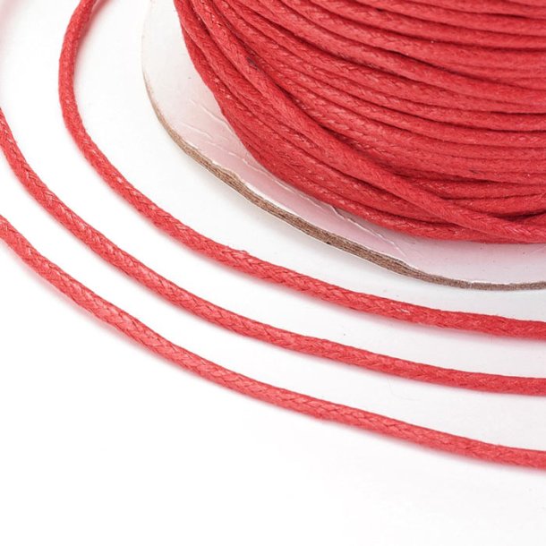 Waxed cord, cotton, red, thickness 1,5 mm, 2 m