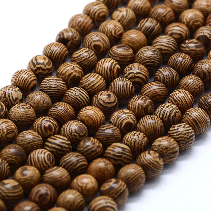 Holzperlen, dunkel Kaffee-braun, marmoriert, 6 mm, 10 Stk.