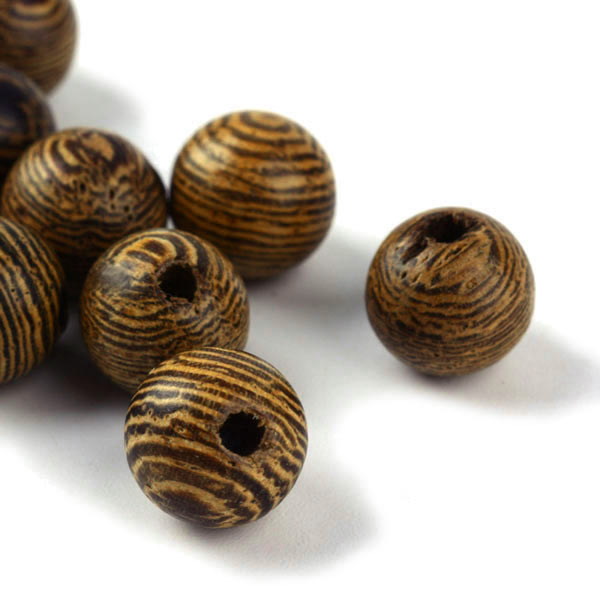 Holzperlen, Kaffee-latte-braun, marmoriert, 8 mm, 10 Stk.