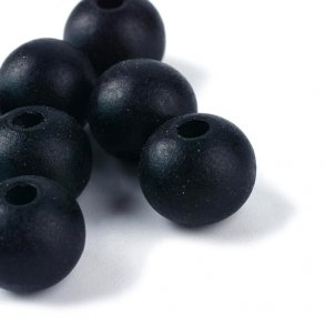 Holzperlen, matt schwarz, rund, 12x11 mm, 20Stk.