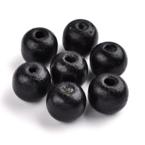 Holzperlen, schwarz, rund, glnzend ca. 20x18 mm, 10 Stk.