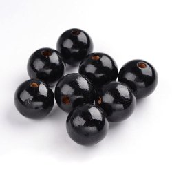 Holzperlen, gross, schwarz, rund 24-25 mm, 6 stk