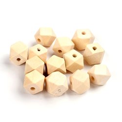 Holzperlen, hellbraun, Polygon, 12x12 mm, 6 Stk.