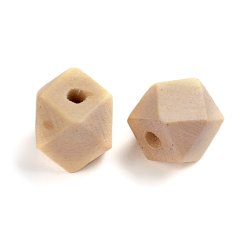 Holzperlen, hellbraun, Polygon, 12x12 mm, 6 Stk.