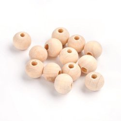 Holzperlen, hellbraun, matt, 10 mm, Lochdurchmesser 3 mm, 10 stk.
