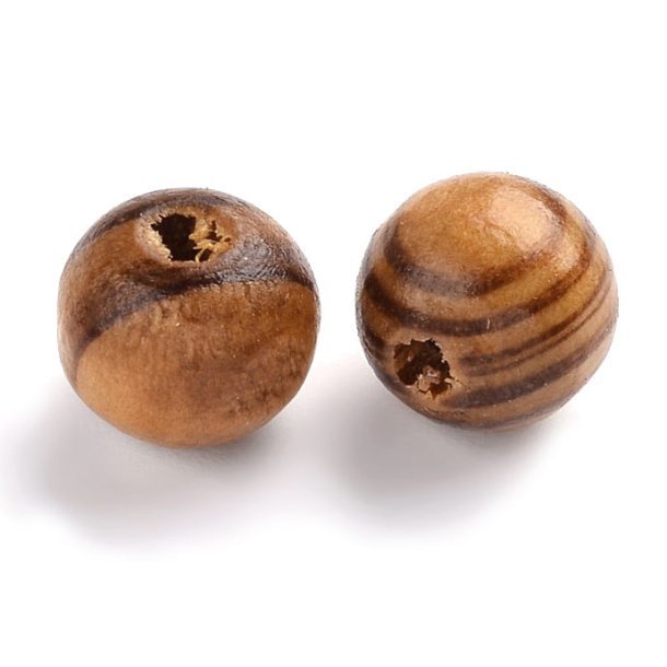 Wooden bead, pine, round, diameter appx. 10mm, 10pcs