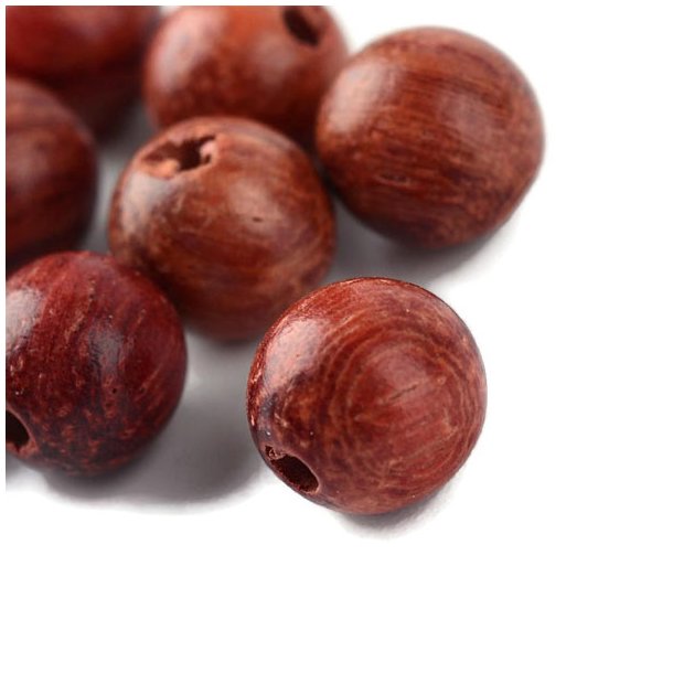 Wooden bead, round, shiny, coconut brown, 6mm, 20pcs.