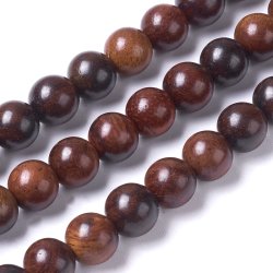 Wooden bead, full strand, round, shiny, coconut brown, 6mm, 62pcs.