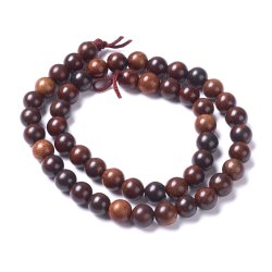 Wooden bead, full strand, round, shiny, coconut brown, 6mm, 62pcs.