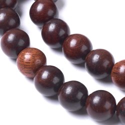 Wooden bead, full strand, round, shiny, coconut brown, 6mm, 62pcs.