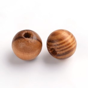Tr�perle, fyrretr�, rund, brun, diameter ca. 12 mm, 20 stk