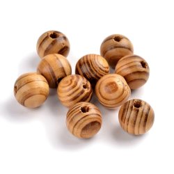 Holzperlen, Kiefernholz, braun, 16 mm, 6 Stk.