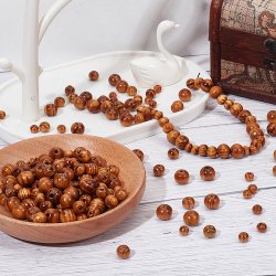Wooden beads, mix sizes, round oiled wood, sizes 6, 8 and 10 mm, appx. 300 pcs