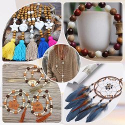 Holzperlen, gemischte Naturfarben, rund, Kiefer, ca. 8 mm, ca. 400 Stck