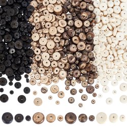 Wooden beads, mixed natural colours, rustic rondel, 5-10 mm, appx. 720 pcs