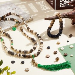 Wooden beads, mixed natural colours, rustic rondel, 5-10 mm, appx. 720 pcs