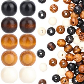 Holzperlen, Farbmix mit 5 Farben, Gro�loch-Rondelle, ca. 16x15 mm, Loch 4 mm, 250 Stk., 1 Set