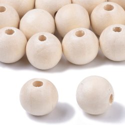 Holzperlen, hellbraun, rund, naturfarben, Durchmesser 14 mm, 6 Stk.