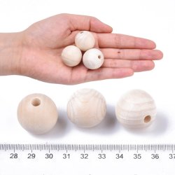 Holzperle, hellbraun, gro, rund 25 mm, 2 Stk.