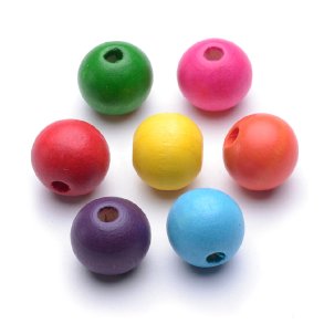 Holzperlen, gemischte Farben, rund, 20x18 mm, 10 Stk.