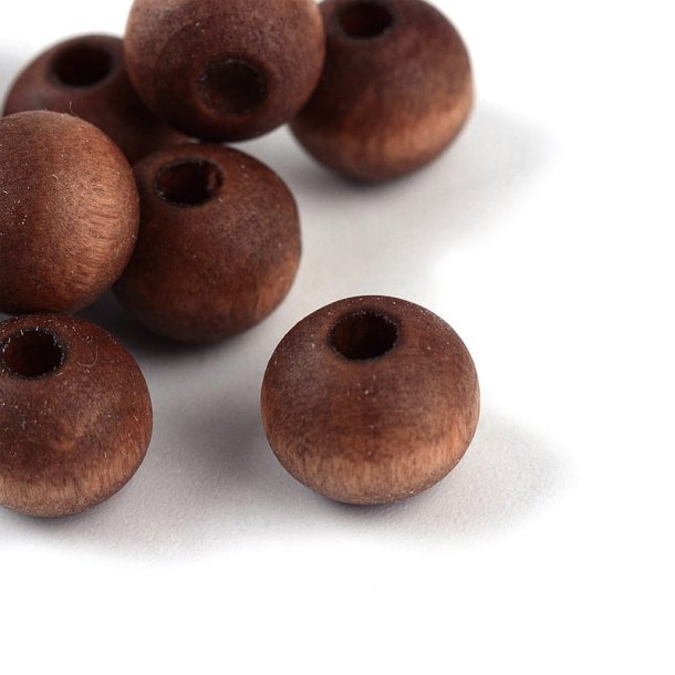 Wooden bead, round, coloured, matte saddle-brown, 8x7 mm, 20 pcs