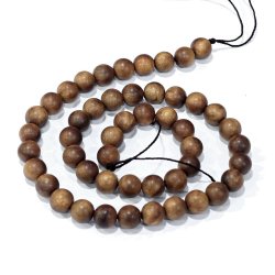 Holzperle, ganzer Strang, rund, halbgl�nzend, sattelbraun,  6mm, 65 Stck