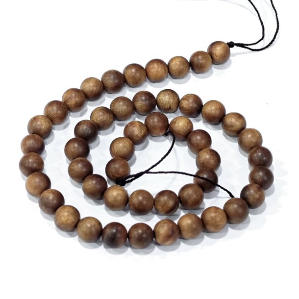 Holzperle, ganzer Strang, rund, halbgl�nzend, sattelbraun,  6mm, 65 Stck