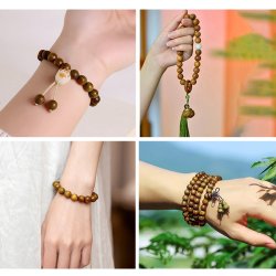 Holzperle, ganzer Strang, rund, halbgl�nzend, sattelbraun,  6mm, 65 Stck