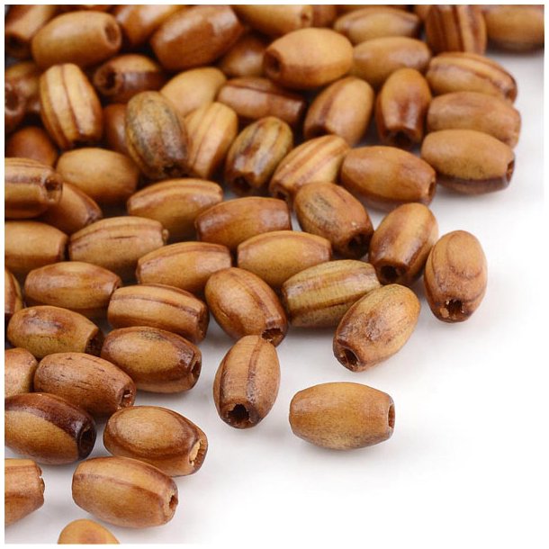 Wooden bead, medium brown, oval, 8x5.5mm, 50pcs.