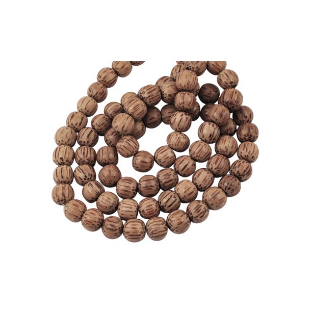 Coconut bead, entire strand,  brown with stripes, simple, round, 11-12mm, ca 78pcs.