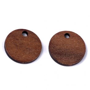 Anhang, braunes Holz, Münze-anhang mit 2 mm loch, 15,5x2,5 mm, 6 Stk.