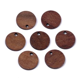 Anhang, braunes Holz, M&uuml;nze-anhang mit 2 mm loch, 15,5x2,5 mm, 6 Stk.