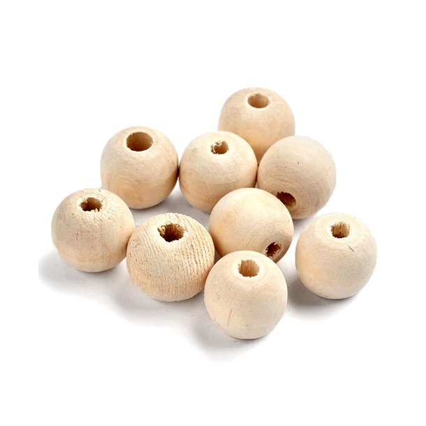 Wooden bead, light brown, round, 13mm, 6pcs