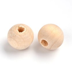 Holzperlen, hellbraun, matt, 6 mm, Lochdurchmesser 1,5 mm, 50 stk.