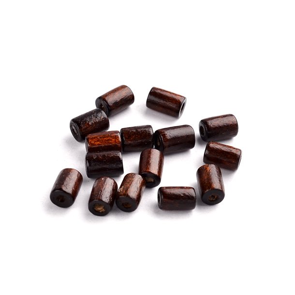 Wooden bead, brown, simple, tube, 6x4,5mm, 30pcs.
