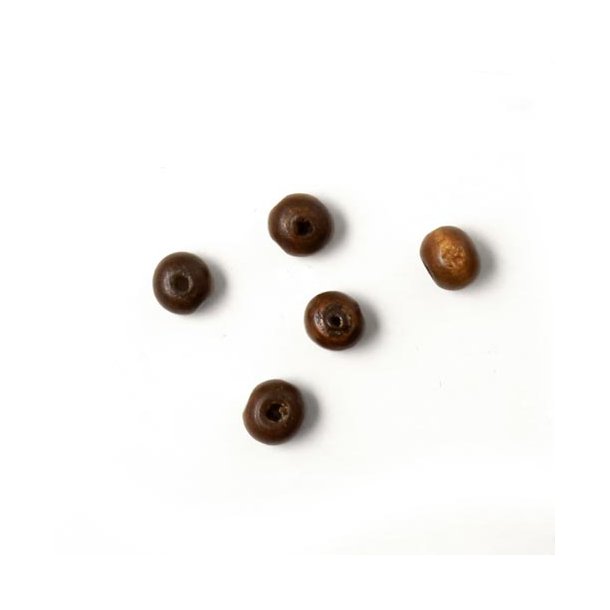 Wooden bead, dark brown, round, baroque, 6-7mm, 20pcs.