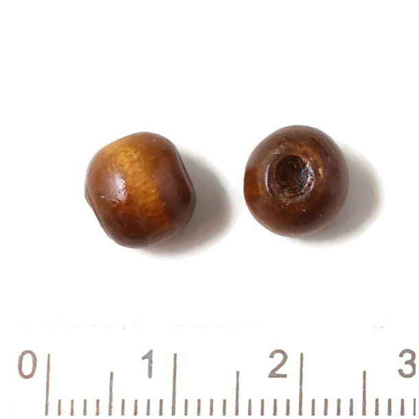 Wooden bead, semi brown, round, 9x7mm, 10pcs.