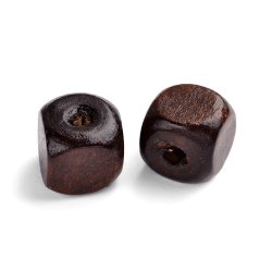 Holzperlen, dunkelbraun, Viereck, 10x10 mm, 10 Stk.